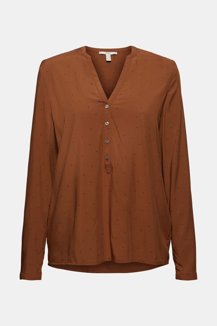 Henley-Bluse aus LENZING™ ECOVERO™, TOFFEE, detail image number 0