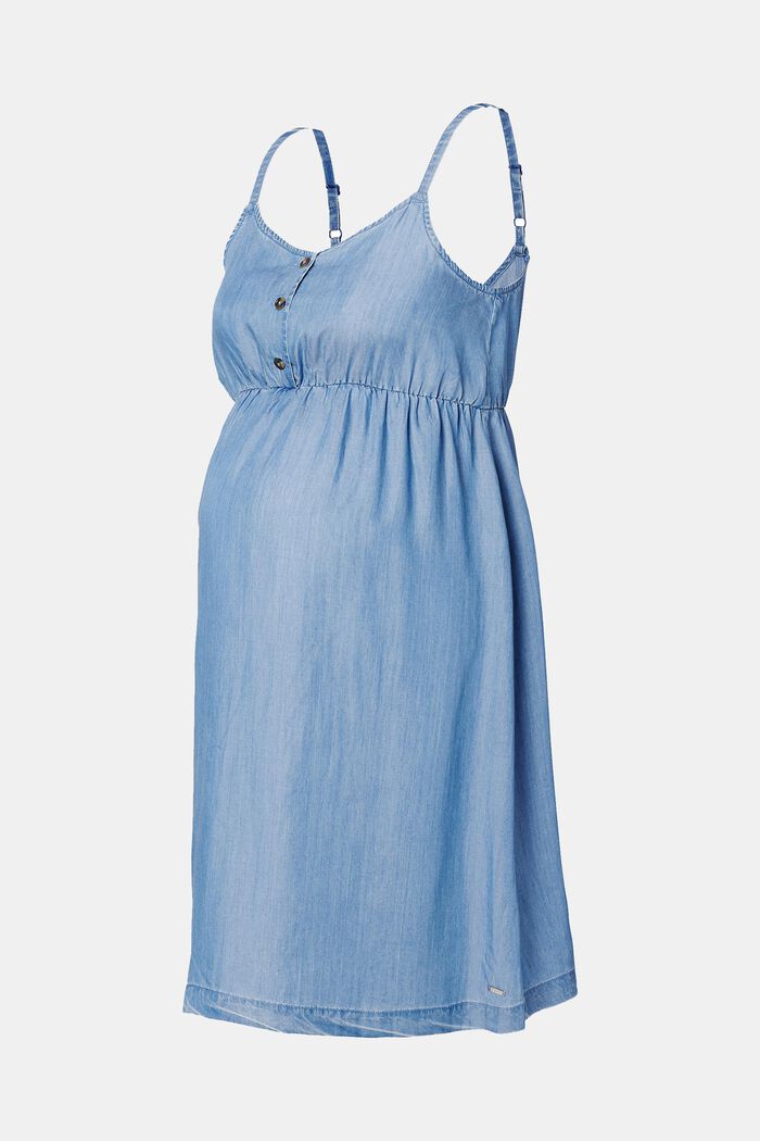 Aus TENCEL™: luftiges Kleid im Denim-Look, BLUE MEDIUM WASHED, detail image number 0