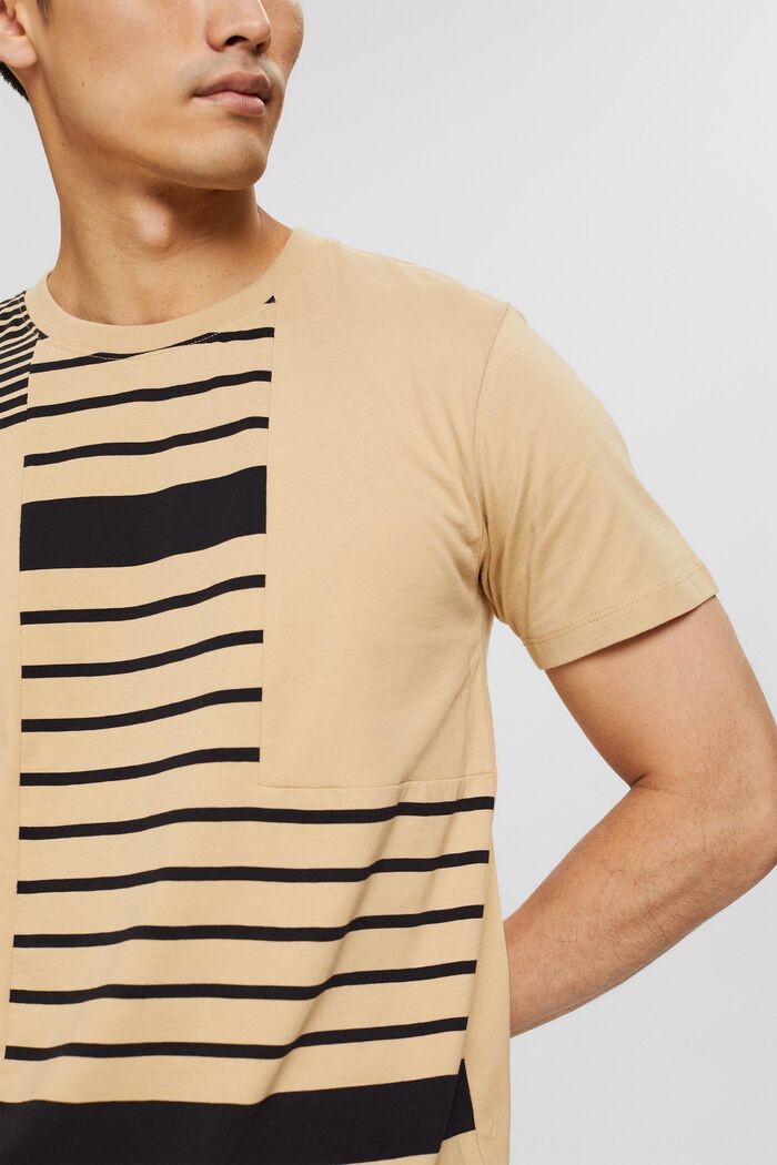 Jersey-T-Shirt mit Streifenmuster, SAND, detail image number 1