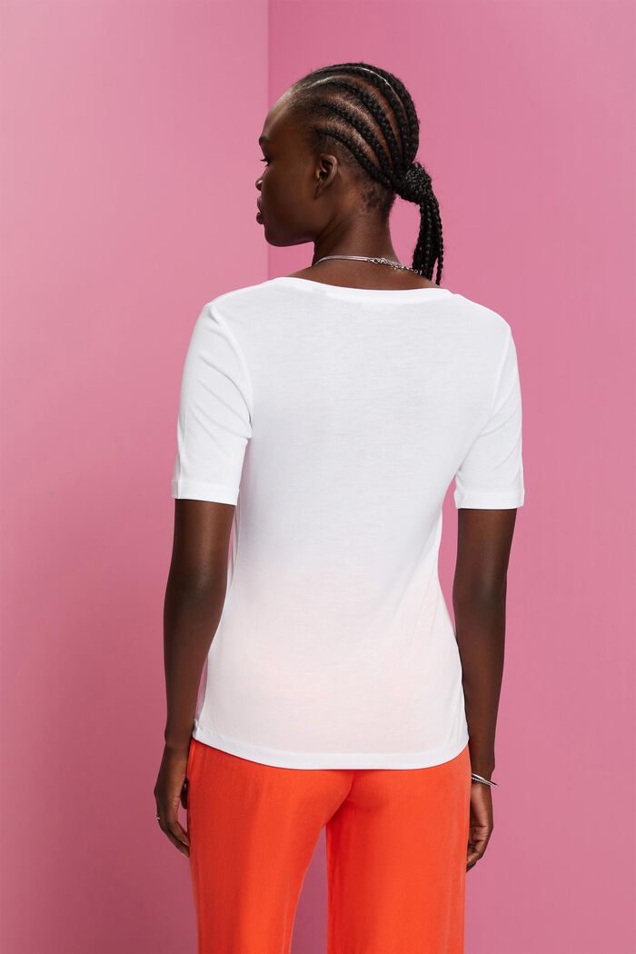 T-Shirt mit V-Ausschnitt, TENCEL™, WHITE, detail image number 3