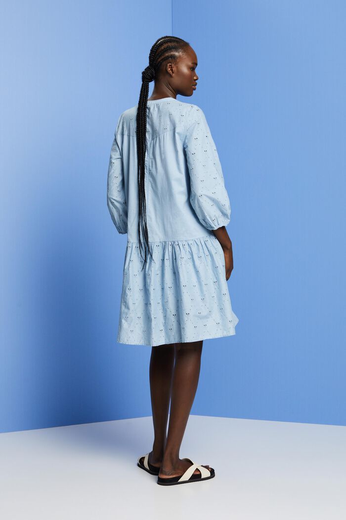 Kleid mit Stickerei, 100 % Baumwolle, LIGHT BLUE LAVENDER, detail image number 3