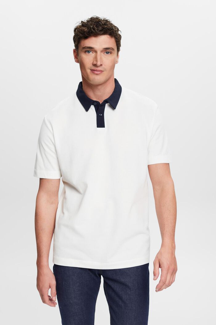 Poloshirt aus Baumwoll-Piqué, OFF WHITE, detail image number 1
