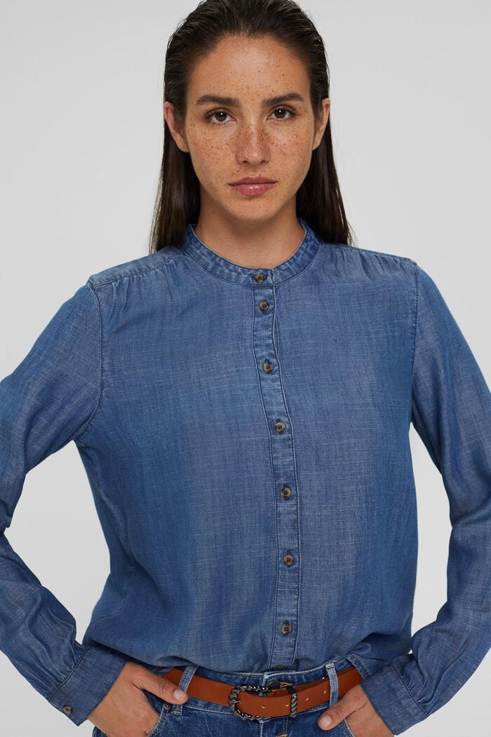 Denim-Bluse aus TENCEL™, BLUE DARK WASHED, detail image number 0