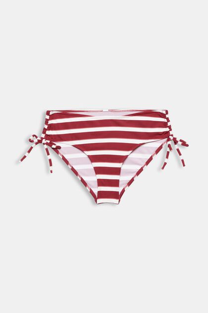 Gestreifte Bikinihose mit mittelhohem Bund, DARK RED, overview