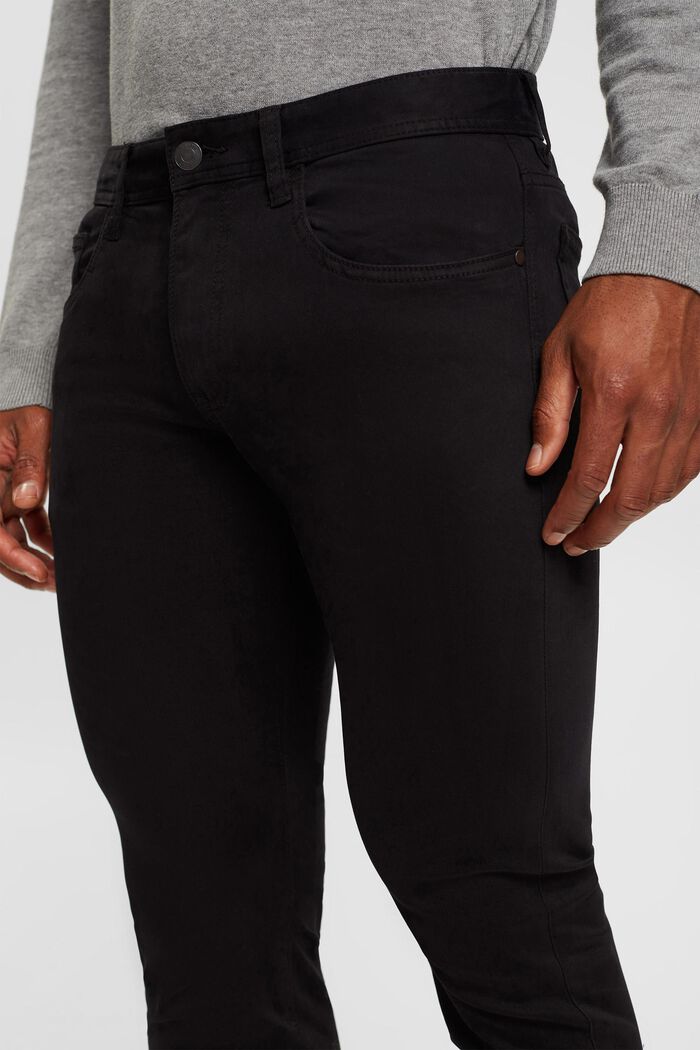 Slim-Fit-Hose aus organischer Baumwolle, BLACK, detail image number 0