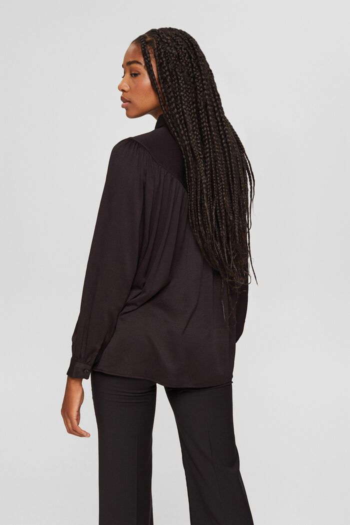 Strukturierte Bluse mit weiten Ärmeln, BLACK, detail image number 3