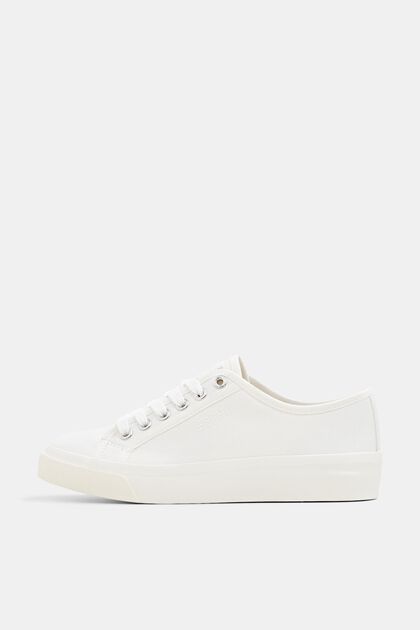 Canvas-Sneaker mit Plateausohle, OFF WHITE, overview