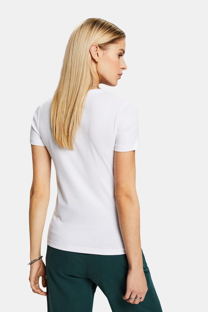 Kurzärmliges Baumwoll-T-Shirt, WHITE, detail image number 3