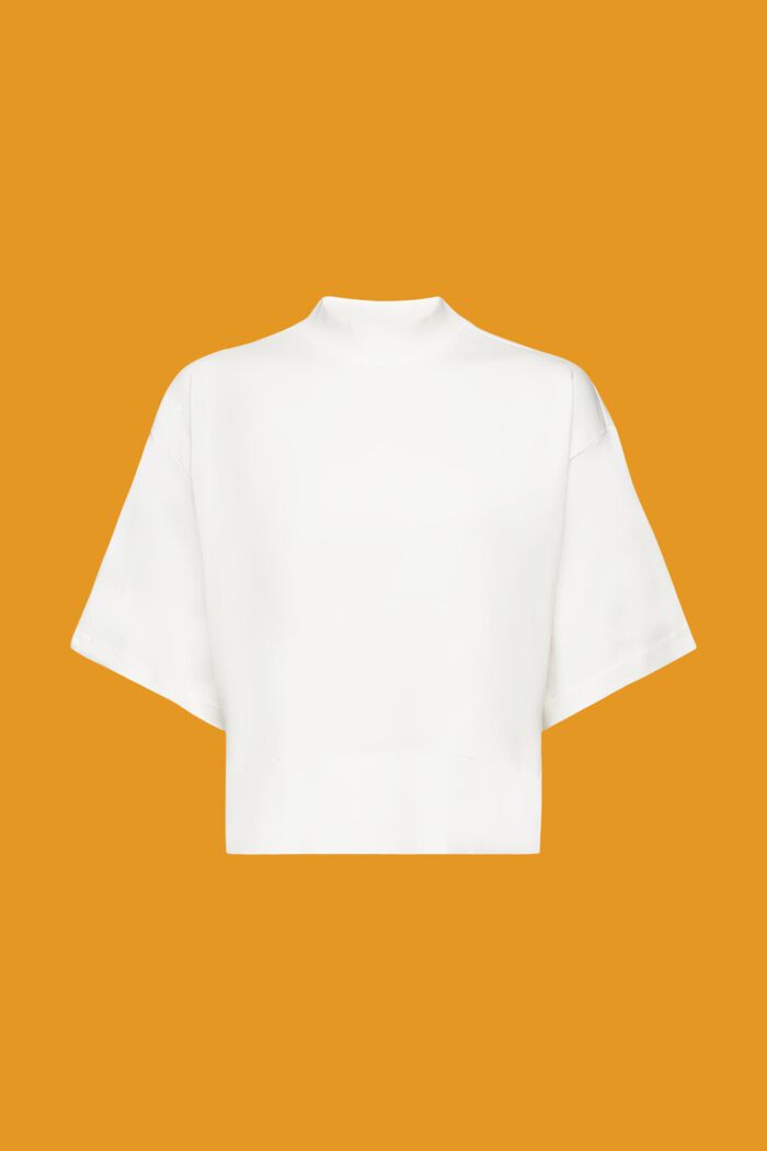 Kurzärmliges Shirt mit Stehkragen, OFF WHITE, detail image number 6
