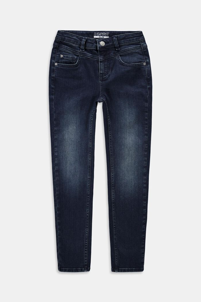 Schmal geschnittene Jeans mit Verstellbund, BLUE MEDIUM WASHED, detail image number 0