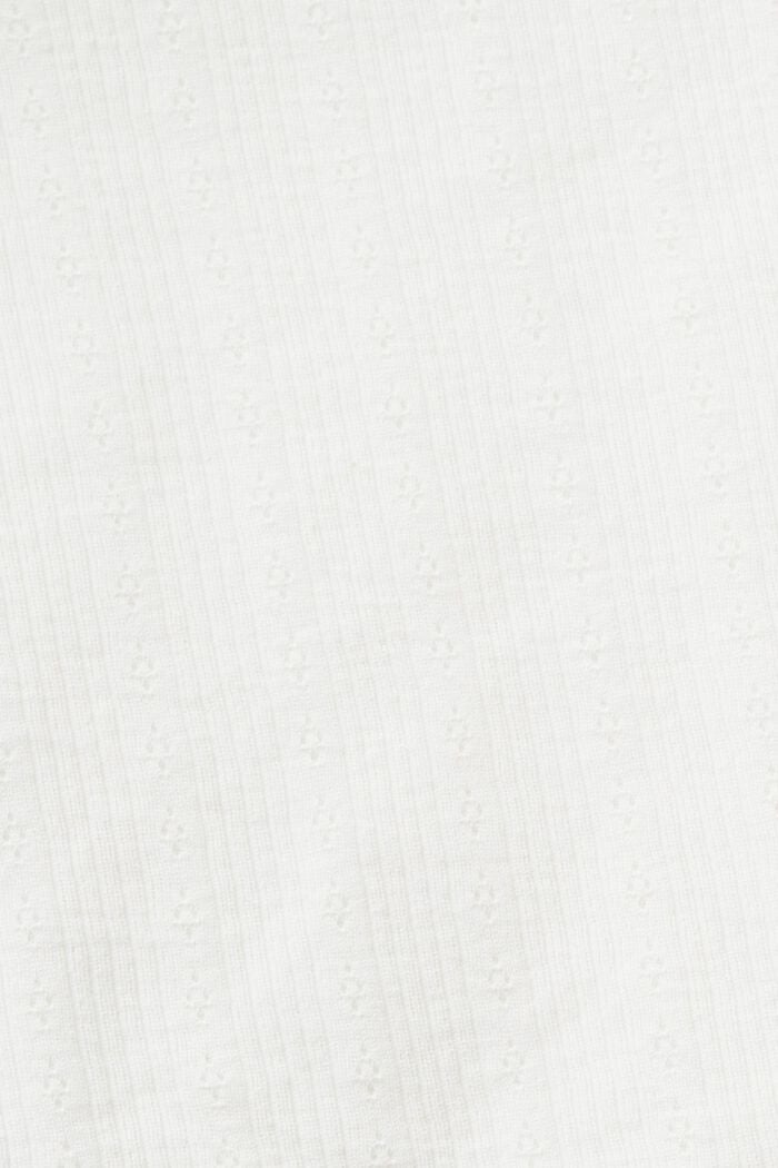 Pointelle-T-Shirt in gerippter Optik, OFF WHITE, detail image number 4