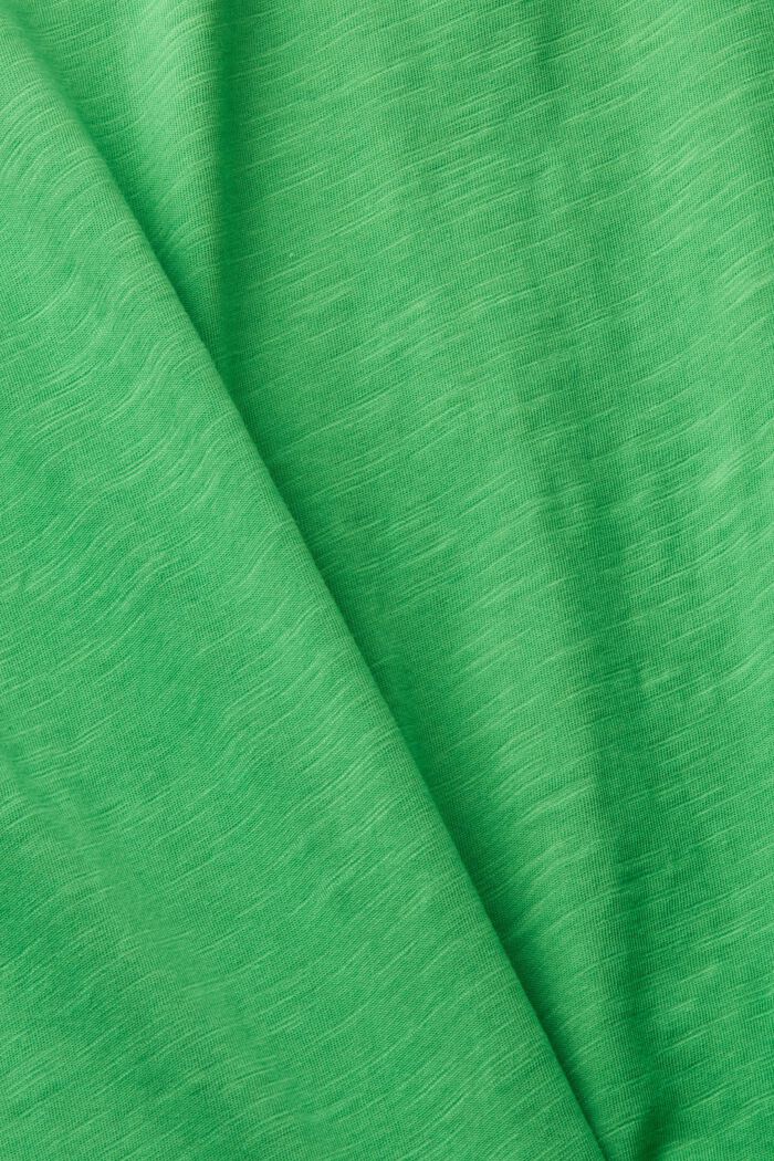 Baumwoll-T-Shirt mit V-Ausschnitt und Ziernähten, GREEN, detail image number 5
