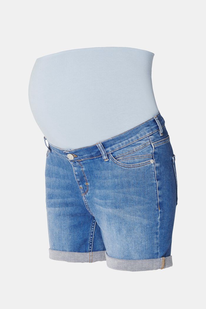 Jeans-Shorts mit Überbauchbund, MEDIUM WASHED, overview