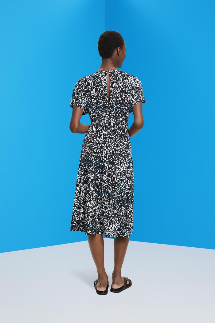 Jerseykleid mit V-Ausschnitt und Allover-Print, BLACK, detail image number 3