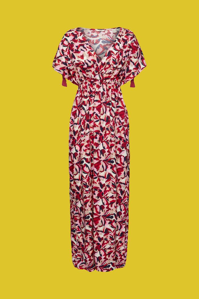 Maxi-Strandkleid mit floralem Muster, DARK RED, detail image number 4