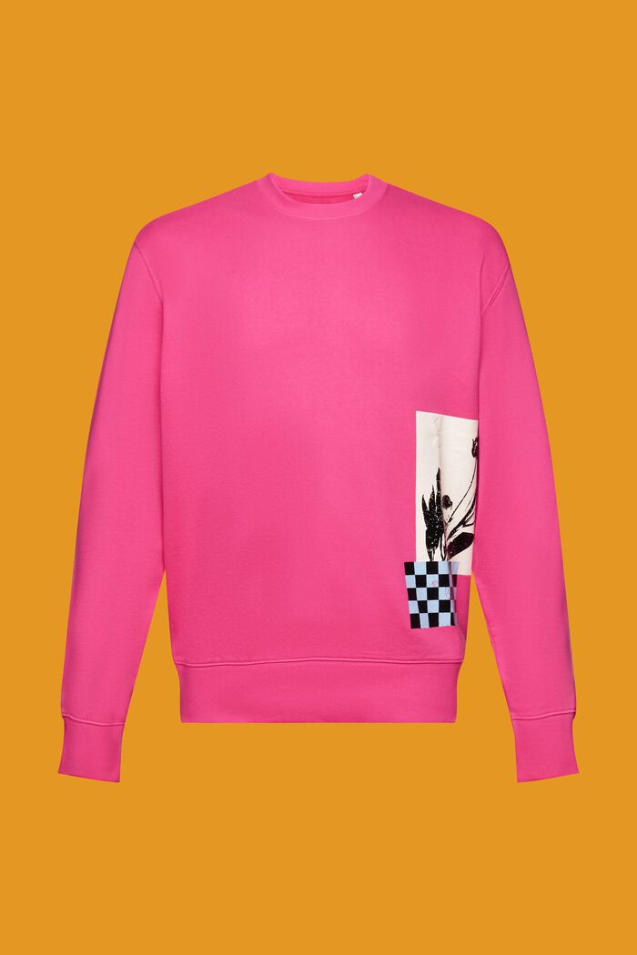 Rundhals-Sweatshirt mit Print, 100 % Baumwolle, PINK FUCHSIA, detail image number 6