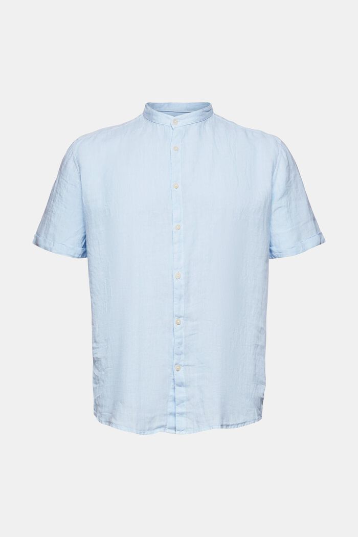 Hemd mit Stegkragen aus 100% Leinen, PASTEL BLUE, overview