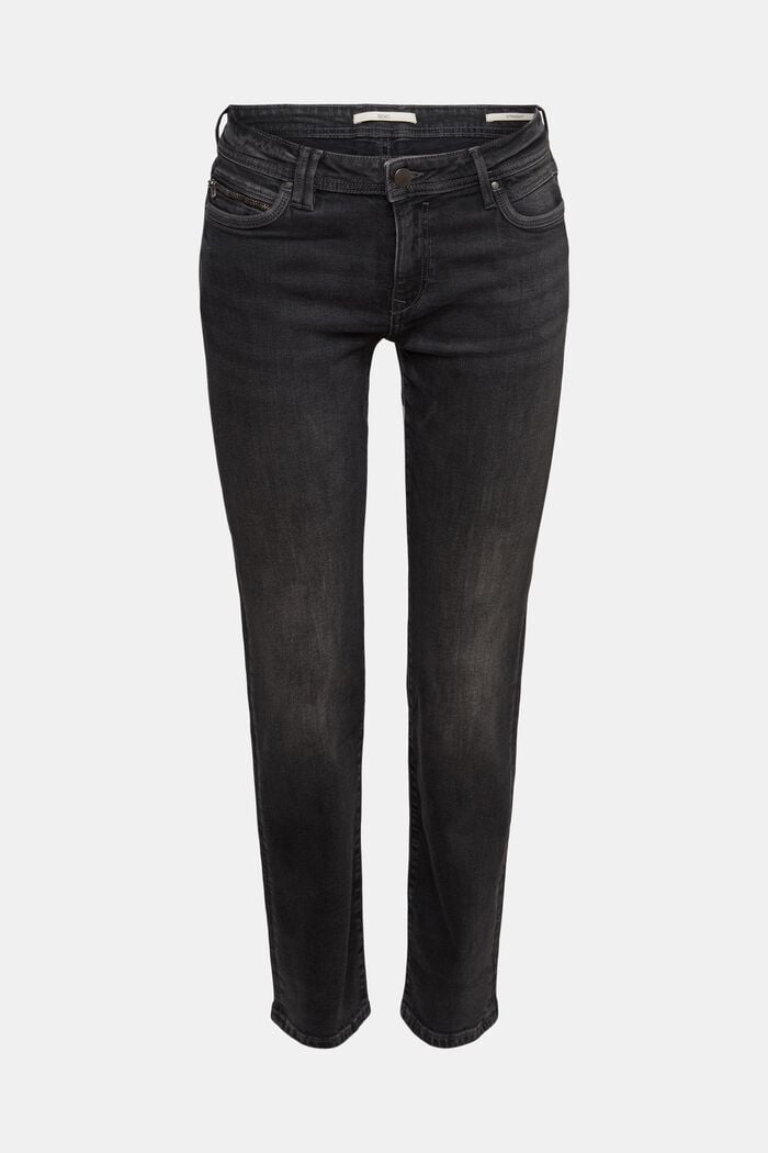 Straight Leg Jeans, BLACK DARK WASHED, overview