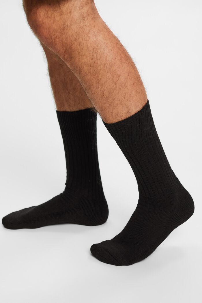 Socken aus grobem Rippstrick, BLACK, detail image number 1