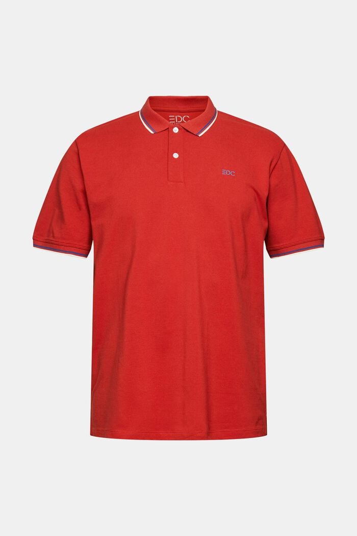 Piqué-Poloshirt mit Logodetail, RED ORANGE, overview