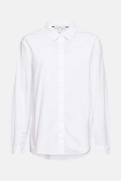 Oversize Hemdbluse aus Baumwolle, WHITE, overview