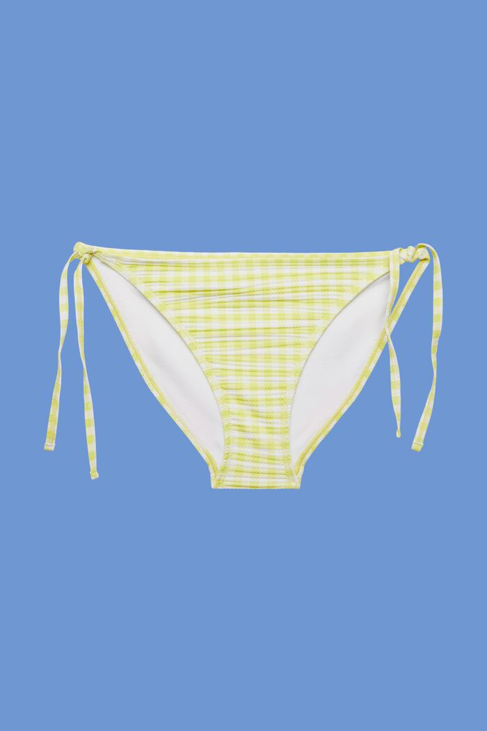 Recycelt: Strukturierte Bikinihose mit seitlichen Bindebändern, LIME YELLOW, detail image number 4