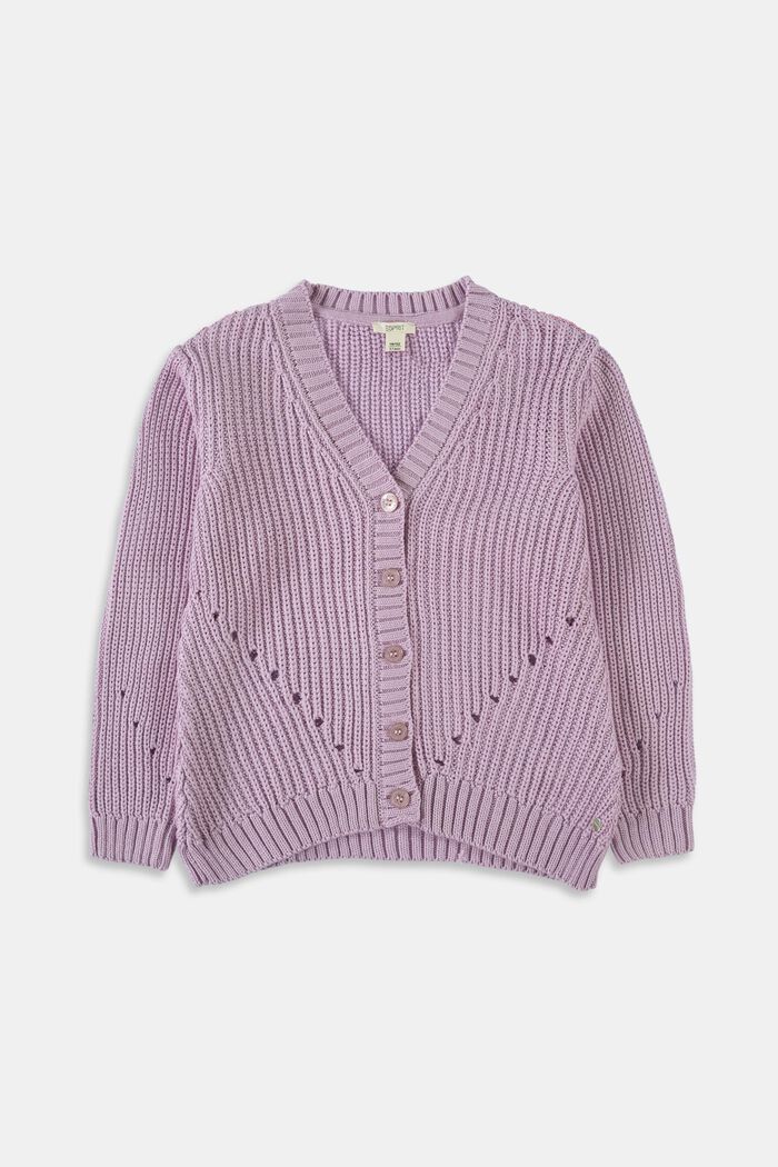 Cardigan mit Musterstrick, MAUVE, overview