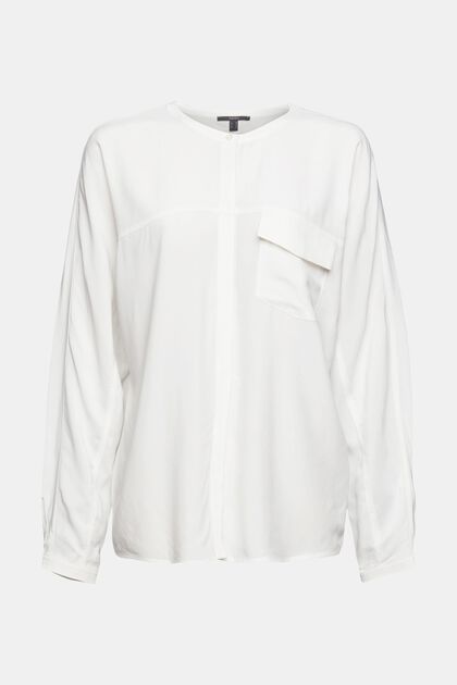 Bluse mit aufgesetzter Pattentasche, LENZING™ ECOVERO™, OFF WHITE, overview