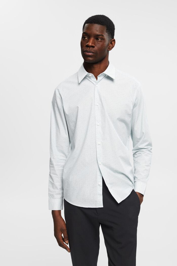 Slim-Fit-Hemd aus Baumwolle mit Muster, WHITE, detail image number 0