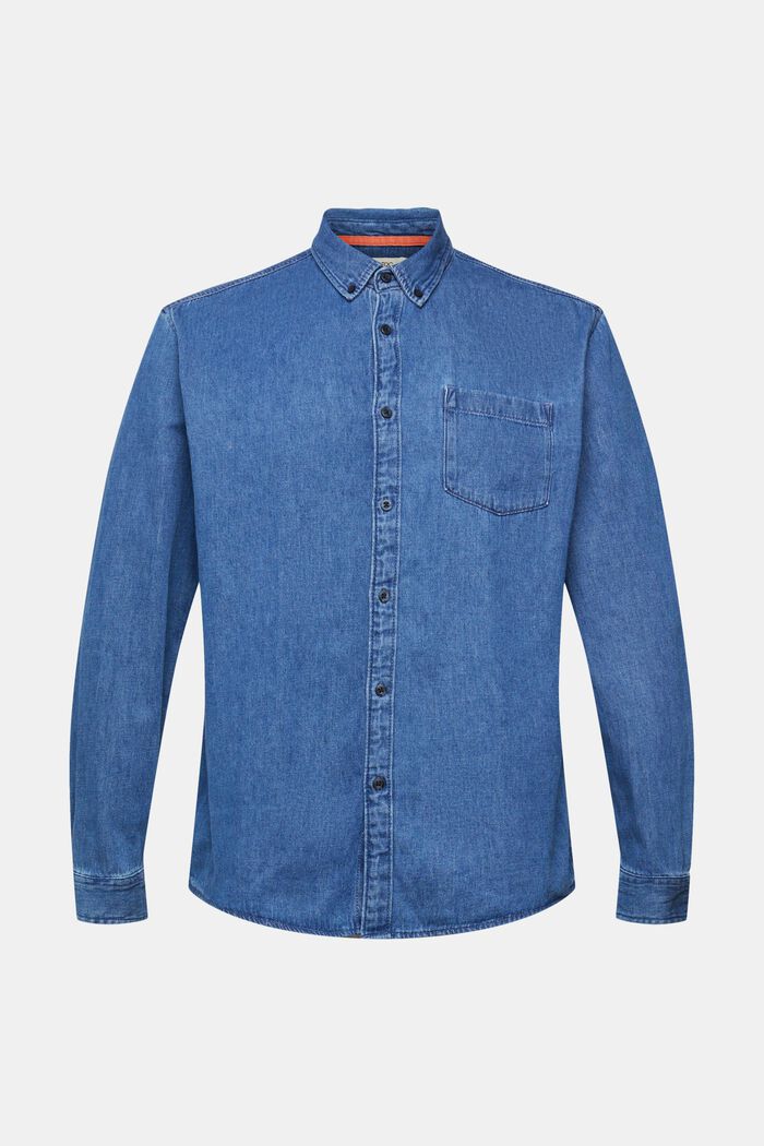 Jeanshemd mit aufgesetzter Tasche, BLUE MEDIUM WASHED, detail image number 6