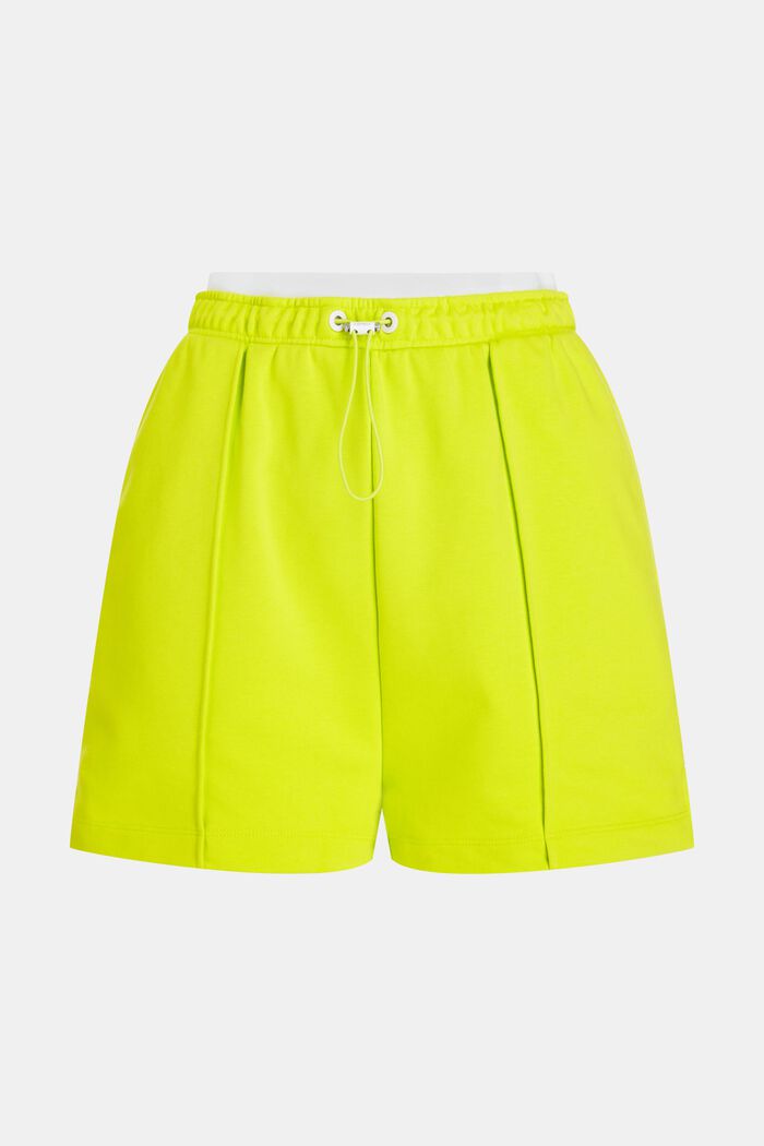 Relaxed Sweat-Shorts mit doppeltem Bund, LIME YELLOW, overview