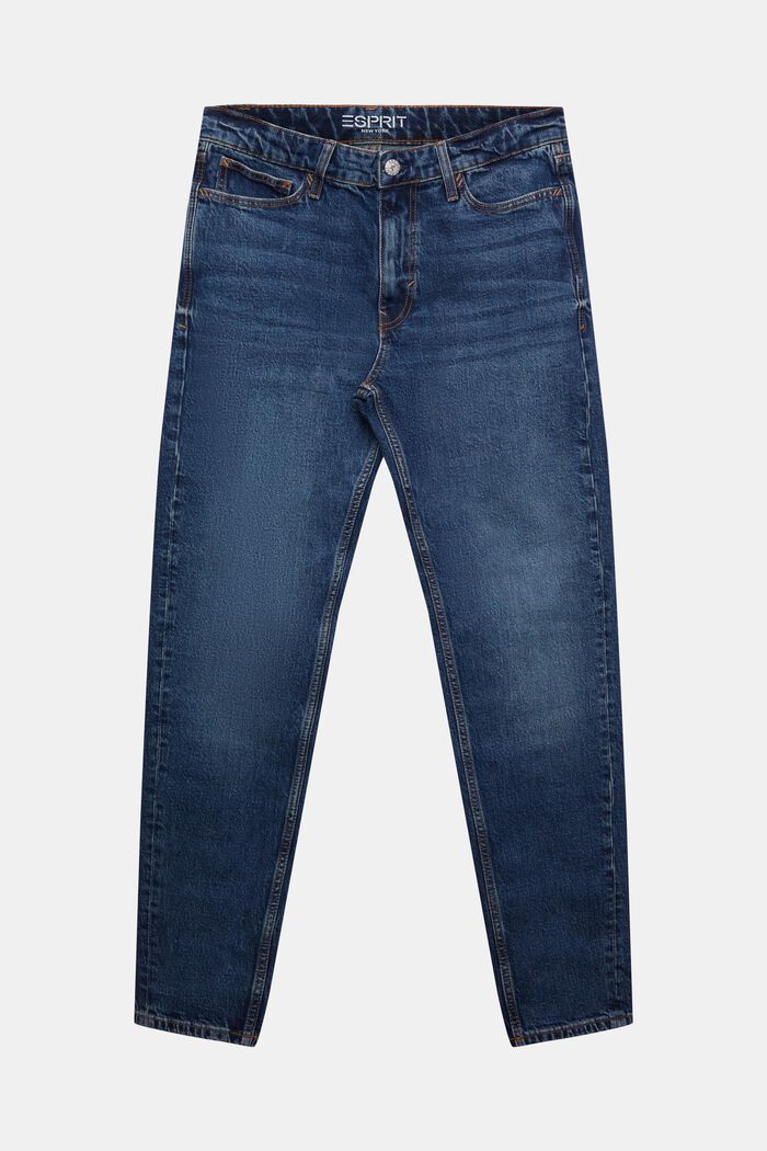 Gerade, konische Jeans mit mittelhohem Bund, BLUE LIGHT WASHED, detail image number 6