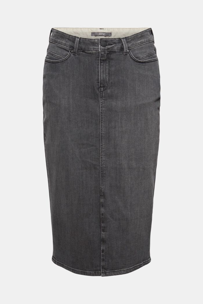 Jeansrock in Midilänge, Organic Cotton, GREY DARK WASHED, overview