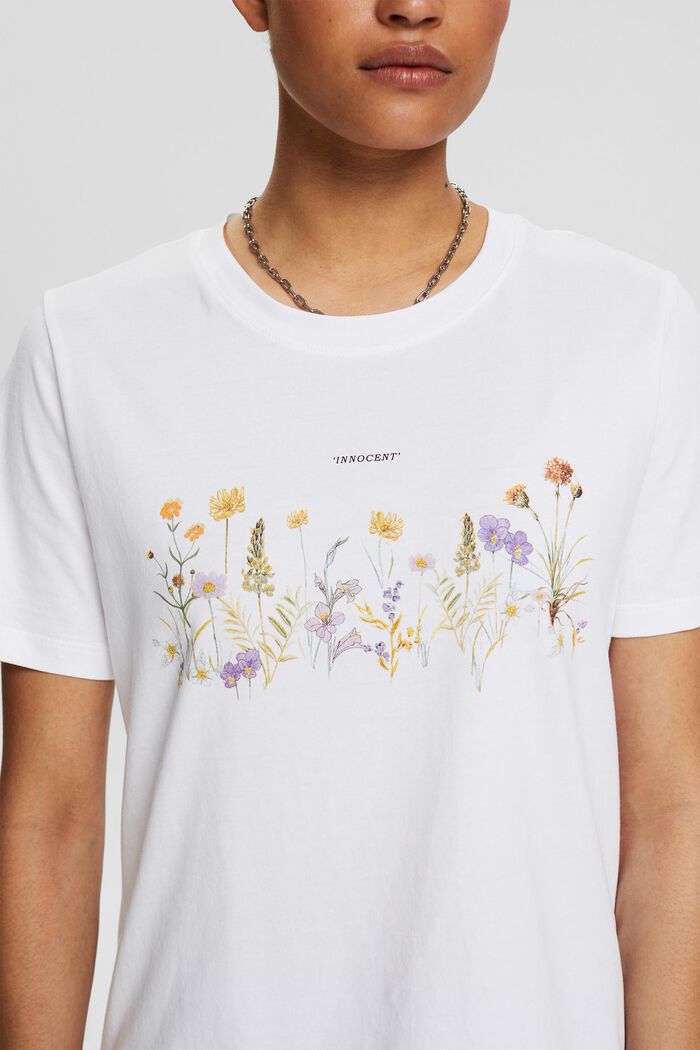 T-Shirt mit Blumen-Print, WHITE, detail image number 3