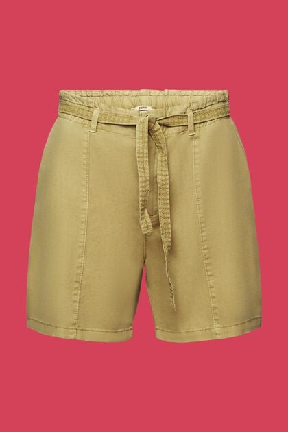 Shorts mit Bindegürtel aus Leinenmix