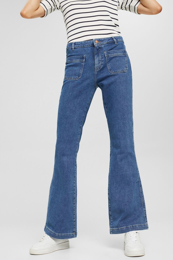Bootcut-Jeans mit aufgesetzten Taschen, BLUE MEDIUM WASHED, detail image number 0