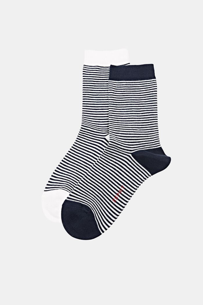 Gestreifte Socken im 2er-Pack, Bio-Baumwolle, BLACK/WHITE, detail image number 0