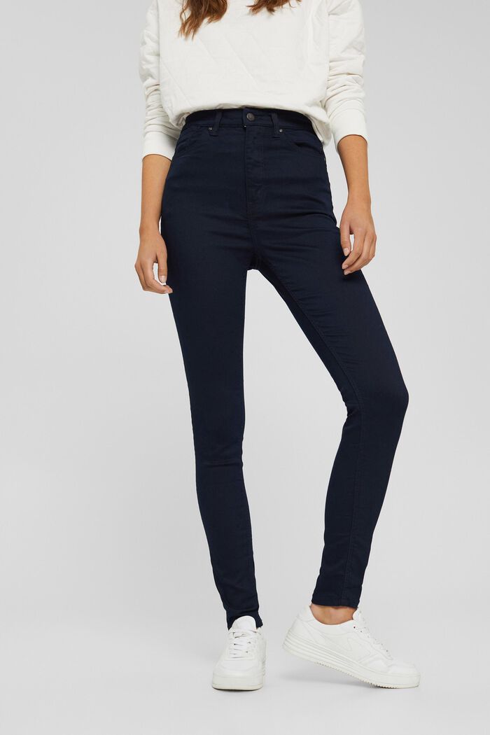 Jeans mit hohem Bund, Bio-Baumwoll-Mix, BLUE RINSE, detail image number 0