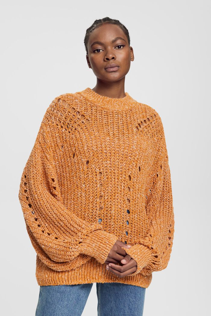 Pointelle-Pullover, Baumwollmix, HONEY YELLOW, detail image number 1