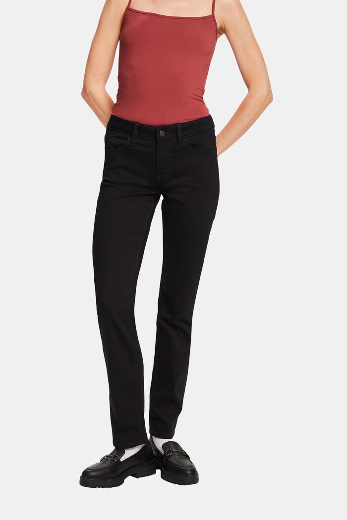 Jeans mit geradem Bein und mittlerer Bundhöhe, BLACK RINSE, detail image number 0