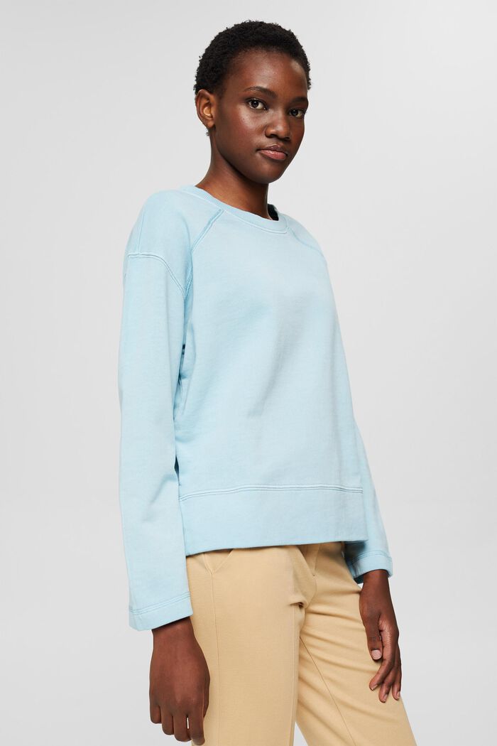 Sweatshirt aus reiner Baumwolle, GREY BLUE, detail image number 0