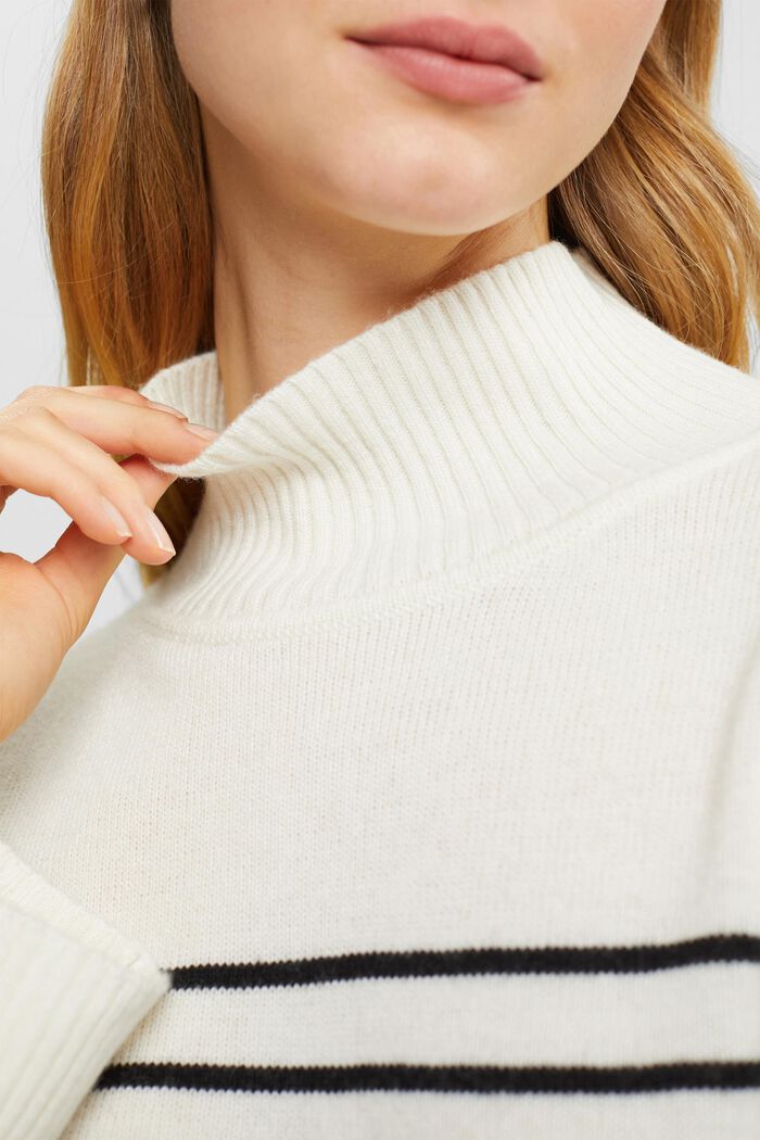 Pullover mit Mock-Neck aus Baumwollgemisch, LENZING™ ECOVERO™, OFF WHITE, detail image number 3