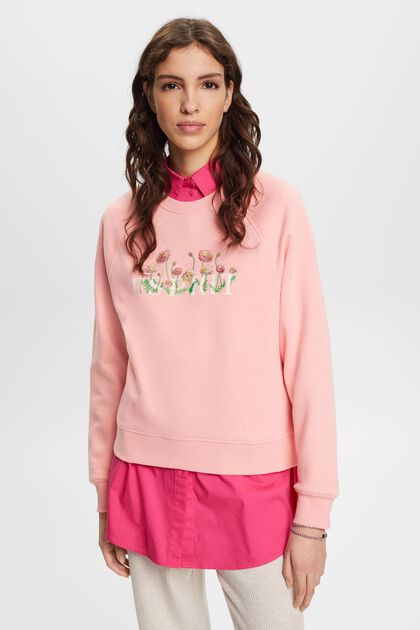 Sweatshirt mit Logoprint und Blumenstickereien
