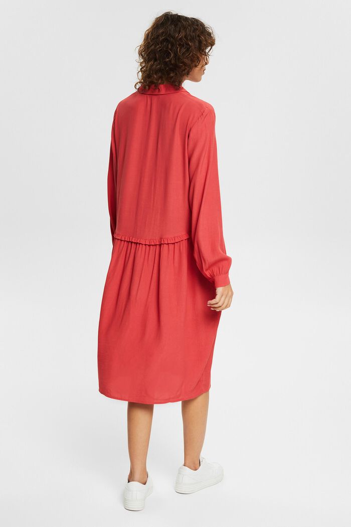Kleid mit Rüschenkante, RED, detail image number 2