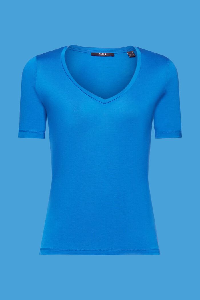 T-Shirt mit V-Ausschnitt, TENCEL™, BRIGHT BLUE, detail image number 7