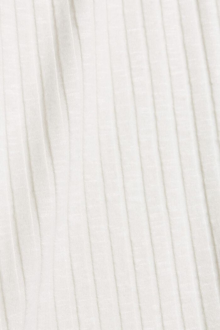 Geripptes Stehkragen-Shirt mit Knopfleiste, OFF WHITE, detail image number 4