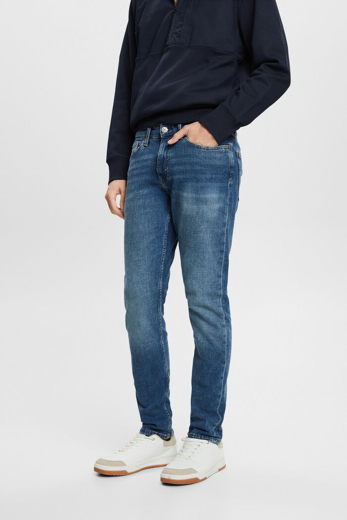 Jeans mit schmaler Passform und mittelhohem Bund, BLUE MEDIUM WASHED, detail image number 2