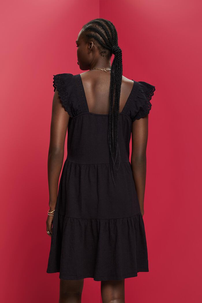 Jerseykleid mit Ärmeln aus bestickter Spitze, BLACK, detail image number 3