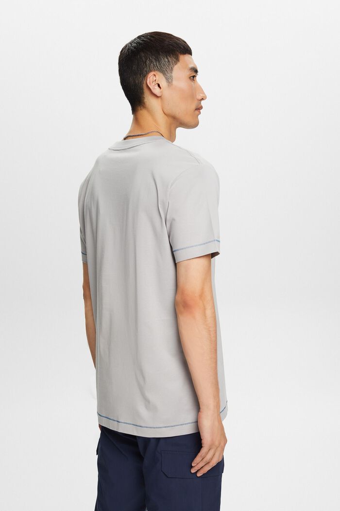Rundhals-T-Shirt aus Jersey, 100 % Baumwolle, LIGHT GREY, detail image number 3