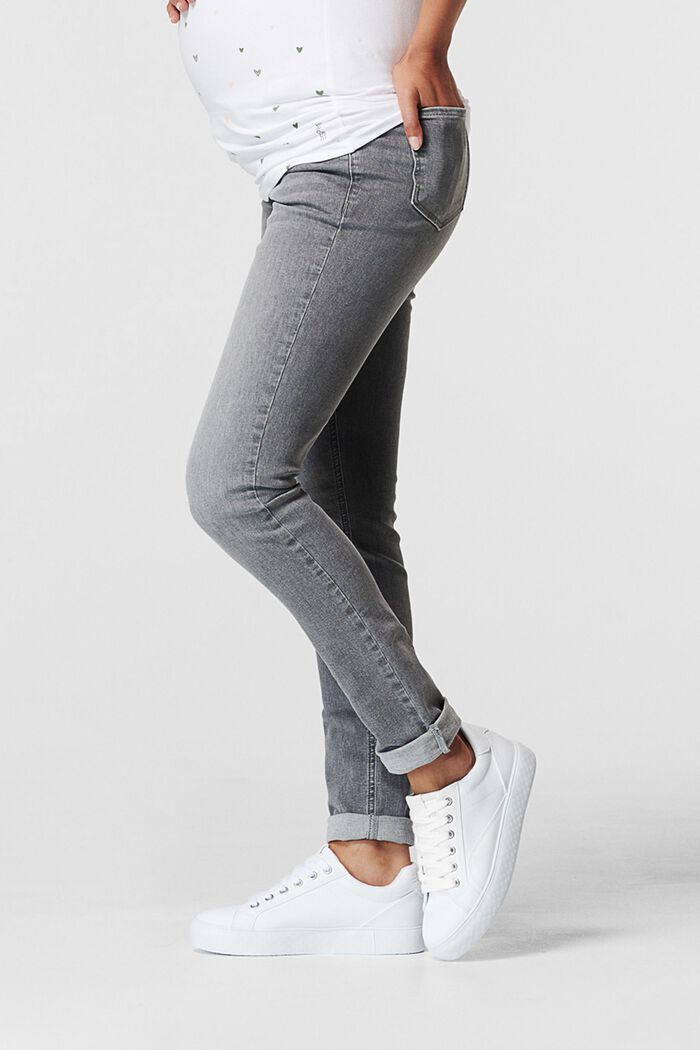 Stretch-Jeans mit Überbauchbund, GREY DENIM, detail image number 2